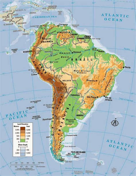 √ Mapa de Ámerica del sur · mapa político y físico【 2024