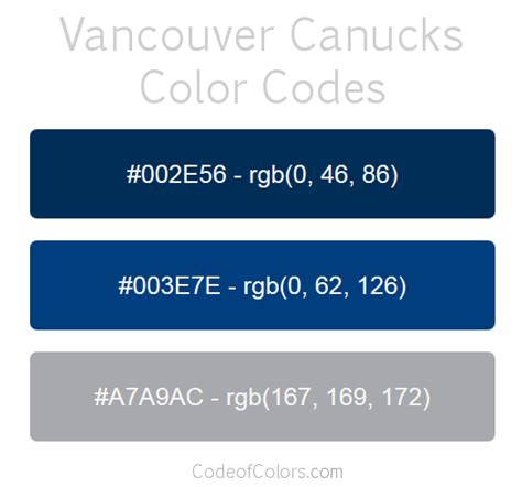 Vancouver Canucks Colors - Hex and RGB Color Codes