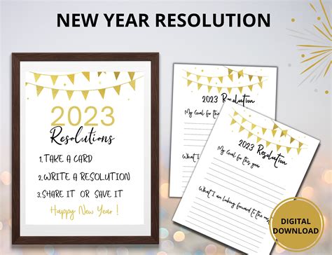 New Year Resolution Printable, 2023 Resolution, New Years Eve Party ...