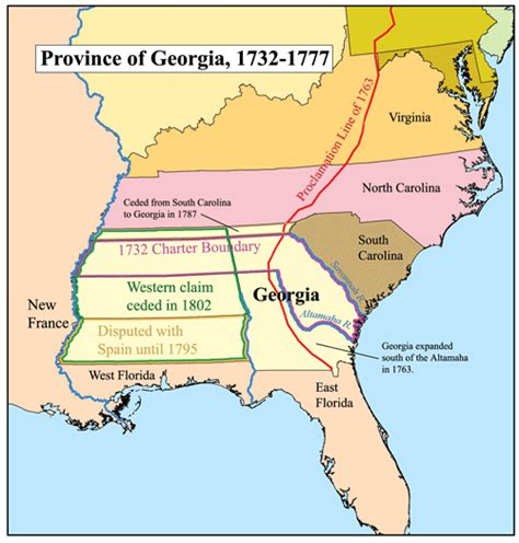 georgia colony disputes 1732-77 | Map, History, History geography