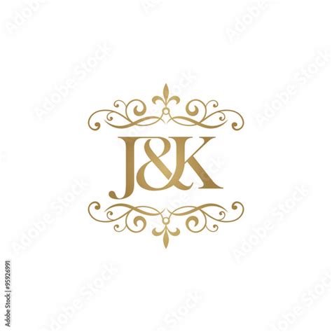 J&K Initial logo. Ornament ampersand monogram golden logo Stock Vector ...