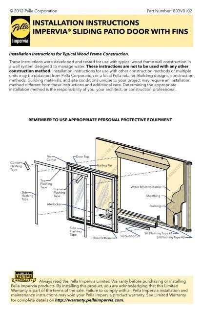 installation instructions imperviaÂ® sliding patio door with ...