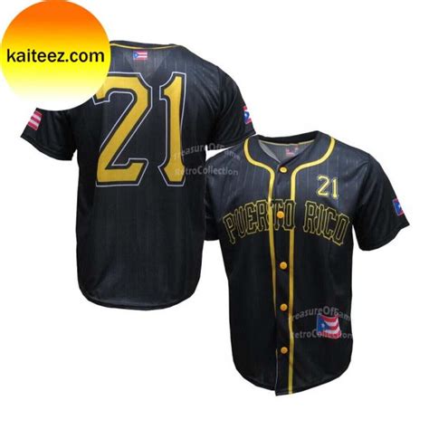 Puerto Rico Black Baseball Jersey - Kaiteez