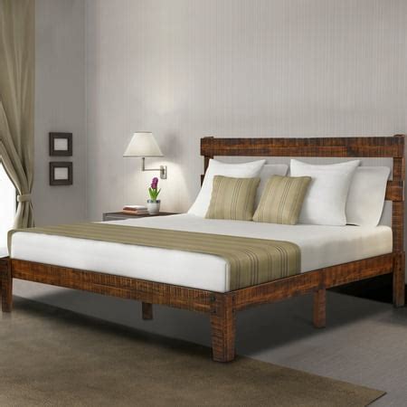 GranRest 12 inch Classic Solid Wood Platform Bed with Headboard, Queen ...