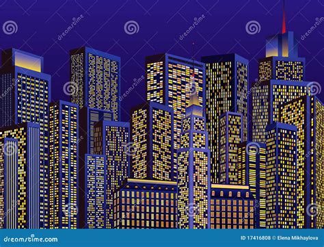 City lights stock vector. Illustration of lighting, skyline - 17416808