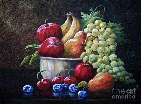 Srb Fruit Bowl Painting by Susan Herber