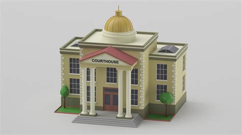 3D Low Poly Cartoon Courthouse - TurboSquid 1845275