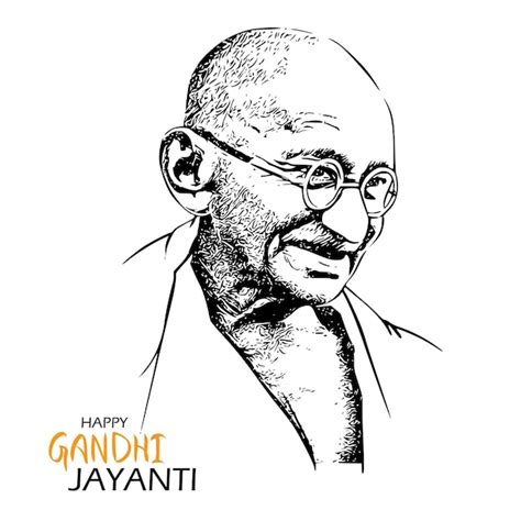 Free vector hand draw mahatma gandhi sketch for gandhi jayanti ...