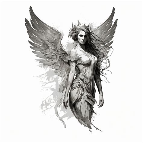 Angel Tattoo Design White Background PNG File Download High Resolution - Etsy