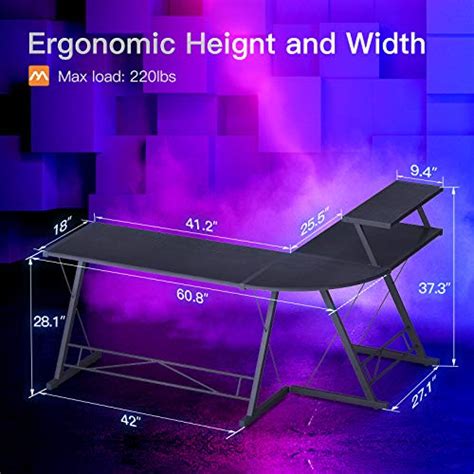 Coleshome 61" Super Large L Shaped Desk Gaming Desk, L Desk Computer ...