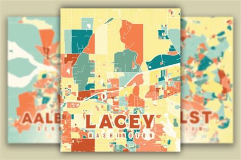 Lacey Washington Colorful Map Graphic by Poster Boutique · Creative Fabrica