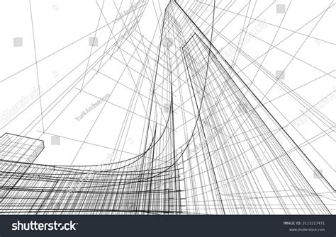 Abstract Architecture Linear Drawing Vector Illustration Stock Vector (Royalty Free) 2113217471 ...