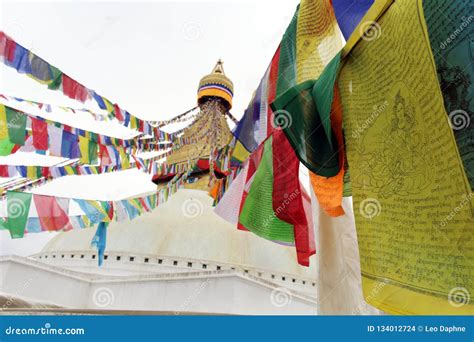 The Colorful Prayer Flags of Boudhanath Stupa in Kathmandu Editorial ...