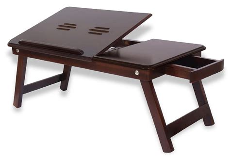 Vudy Laptop Desk Foldable Bed Table Flip Top with Drawer, Foldable Legs, Walnut - Buy Vudy ...