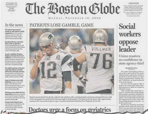 boston globe sports page