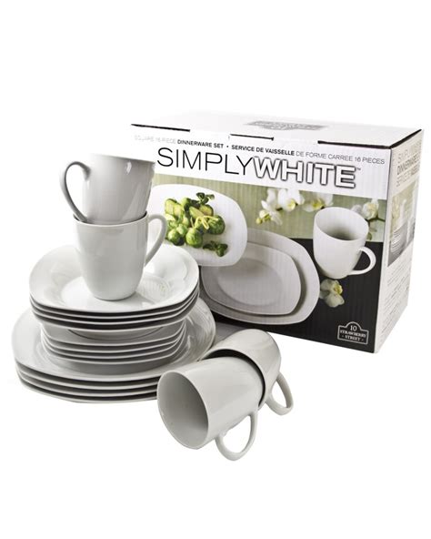 Simply White 16 Piece Square Dinnerware Set