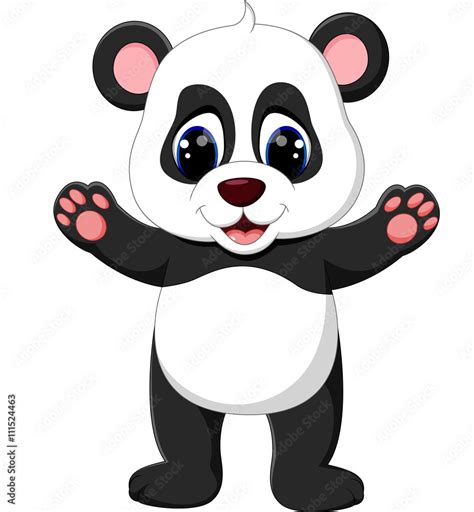 illustration of cute baby panda cartoon Stock Vector | Adobe Stock