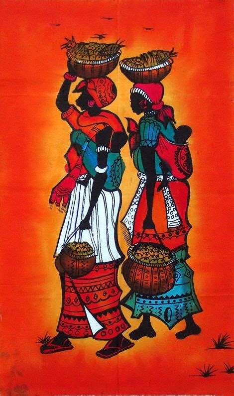 BATIK AFRICAN, 51"x19" Mozambique, handmade batik technique, unique piece, African art, painting ...