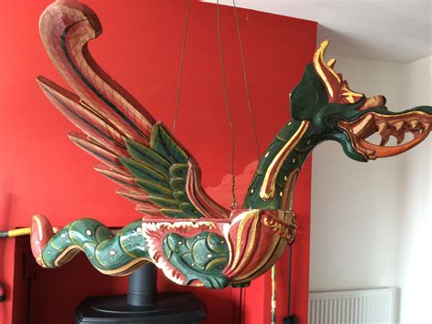 2 Hand Carved Wooden Chinese Hanging Dragons