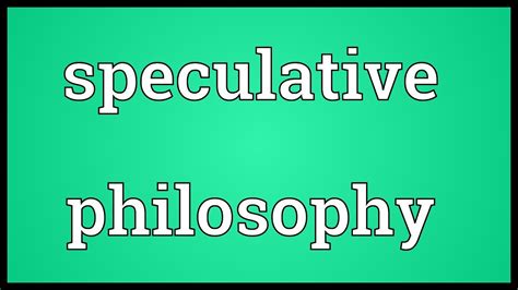 Speculative philosophy Meaning - YouTube