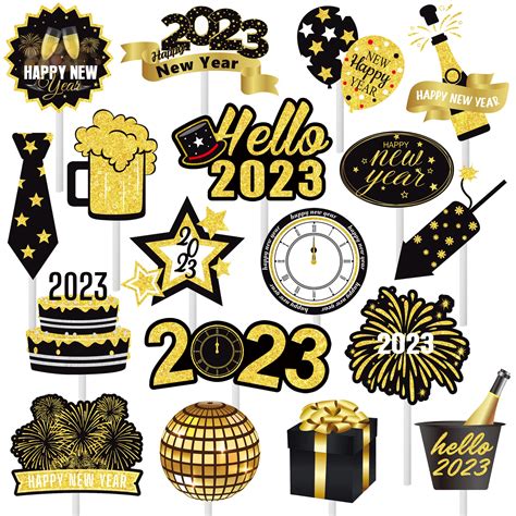 Buy Festiko® 36Pcs 2023 Happy New Year Party Cupcake Toppers Black Gold ...