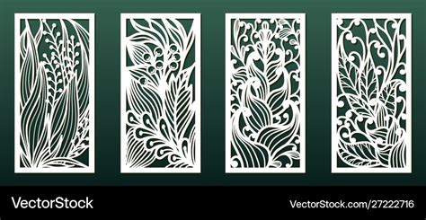 Laser cutting templates with floral pattern set Vector Image