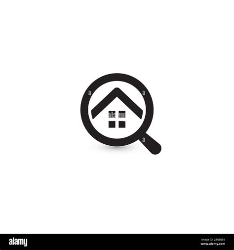 Round shape home rent search app logo. Real estate agency house logotype. Black and white ...