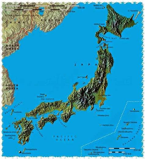 Physical Features Map Of Japan