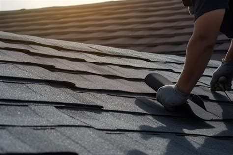 Premium AI Image | A asphalt shingles installation on the roof roofer