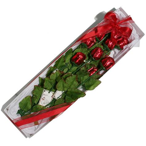 Red Milk Chocolate Long Stem Roses - Bouquet of 12 • Chocolate & Candy Flowers • Bulk Chocolate ...