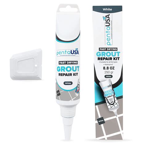 PentaUSA Tile Grout - White Grout Filler Repairs Renews Fills Tube, 3 Triple Protection, Fast ...