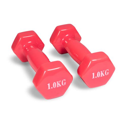 1kg Neoprene Dumbbells Pair - Colour Red | Factory Weights