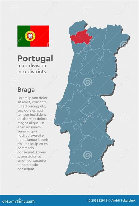 Vector Map Portugal and District Braga Stock Vector - Illustration of ...