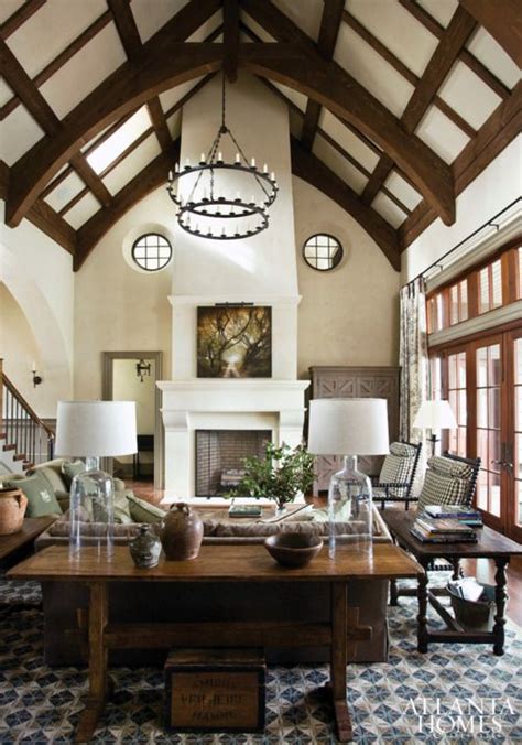 We love the ceiling beams and chandelier! Designer Barbara Westbrook in ...