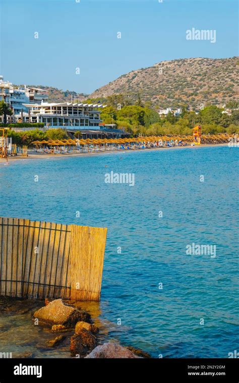 Vouliagmeni, Greece - September 1, 2022: Detail of Vouliagmeni beach, in Greece, where some ...