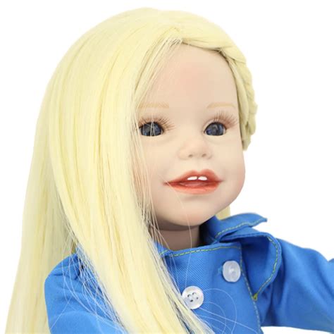 Lifelike Blue Eyes 18 Inch Girl American Doll Full Vinyl Princess Dolls With Blue Nursing ...