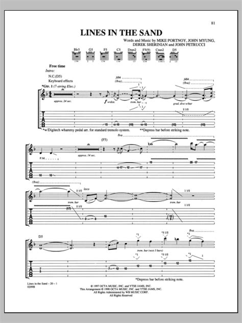 Lines In The Sand by Dream Theater Sheet Music for Guitar Tab at Sheet Music Direct