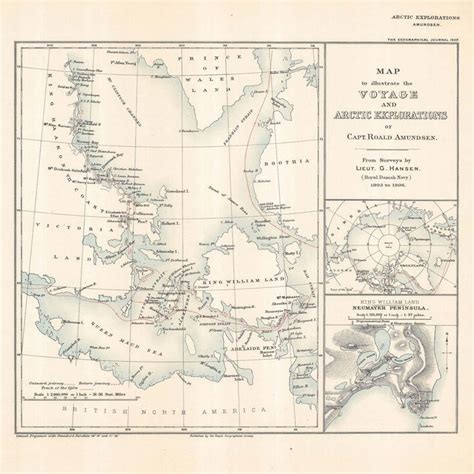 Map of Roald Amundsen’s Arctic Explorations | Roald amundsen, Richard ...