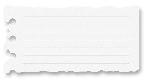 White notebook paper with all edges ripped 18795025 PNG
