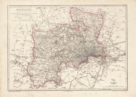 Middlesex antique map Weekly Dispatch 1863 – Maps and Antique Prints