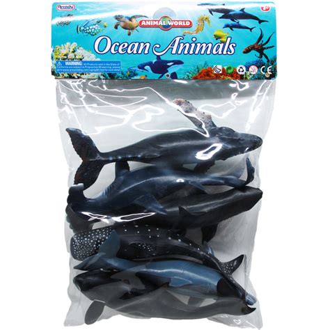 9" -10" ASSORTED OCEAN TOY ANIMALS IN PVC BAG W/HEADER