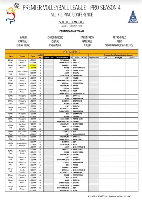 Pvl Schedule 2024 Philippines Today - Jobey Lyndsie