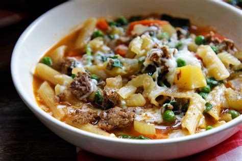 Penne Pasta Hamburger Soup - Loriana Shea Cooks