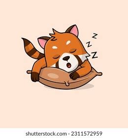 Cute Baby Red Panda Cartoon Sleeping Stock Vector (Royalty Free ...