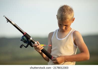 Little Boy Fishing Sunset On Lake Stock Photo 2178012303 | Shutterstock