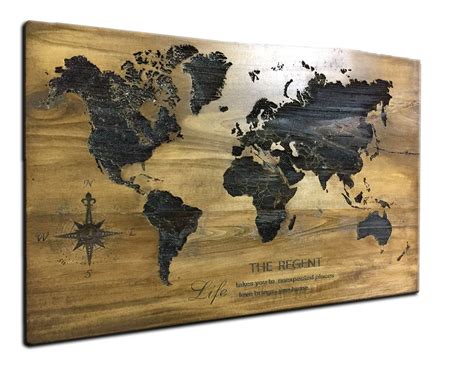 Wood Map Of The World Huge Wood World Map Laser engraved | Etsy