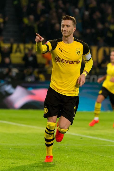 DORTMUND, GERMANY - JANUARY 26: Marco Reus of Borussia Dortmund celebrates after scoring the ...