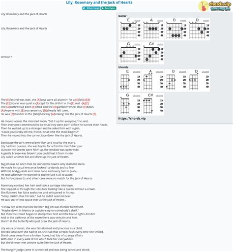 Chord: Lily, Rosemary and the Jack of Hearts - Bob Dylan - tab, song lyric, sheet, guitar ...