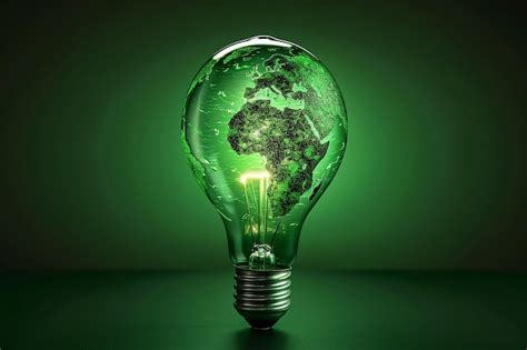 Premium Photo | Green World Map Print On The Light Bulb With Green Theme