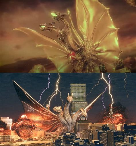 Angle King Ghidorah vs Shin King Ghidorah by MnstrFrc on DeviantArt